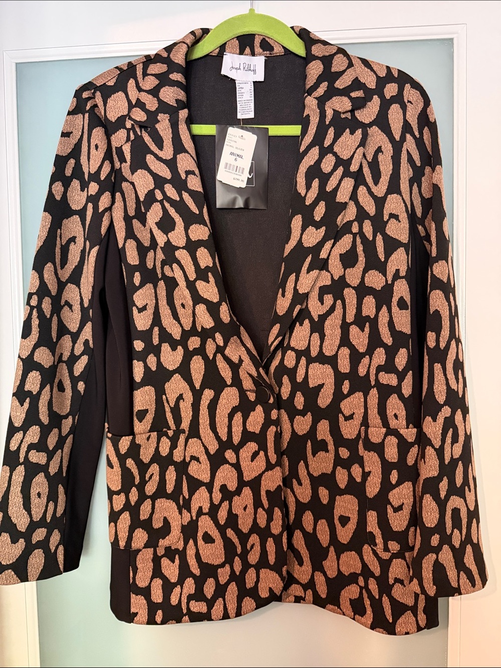 Joseph Ribkoff Leopard Print Blazer - Black & Tan